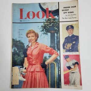 Vintage LOOK Magazine August 12 1952 Mickey‎ Mantle Laraine Day Camel Ad